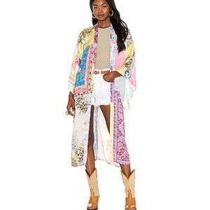 New Free People patched with love sheer kimono in patchwork